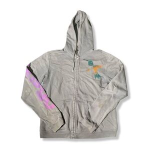 Free City Life Nature Love Grey Zip Up Sweater